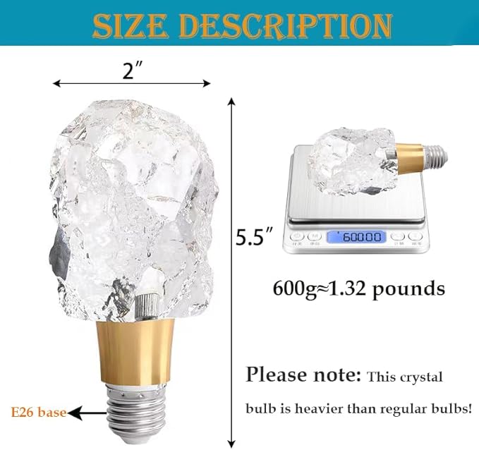 Crystal Decorative LED Light Bulbs 5 Watt(Equivalent 40w),Fancy Unique Pretty Light Bulb E26 Base, Three Color Variable Lightbulbs for Staircase,Bars, Ambience (FP-52, 4PCS)
