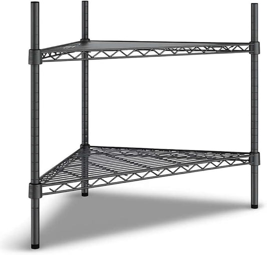 33" W x 24" D x 27" H NSF Black Triangle Heavy Duty Corner Shelving Kit, 2-Shelf Adjustable Wire Rack