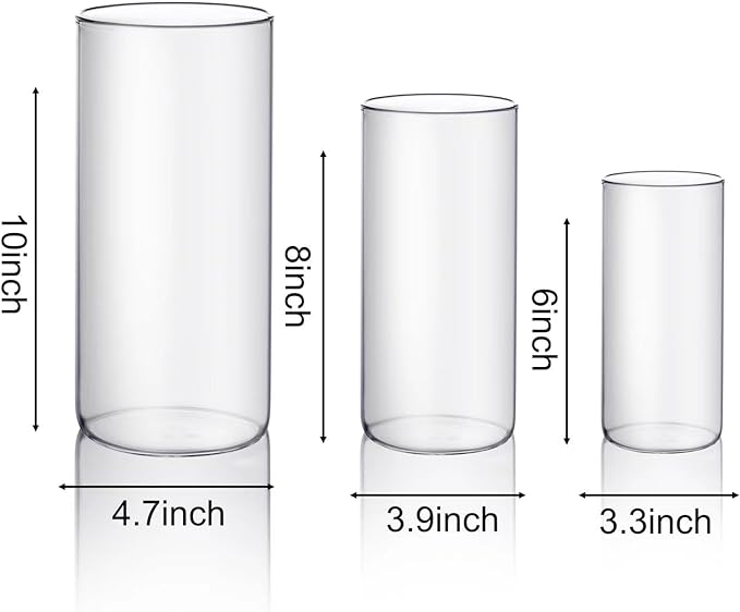 PHOSPHOR Hurricane Candle HoldersFor Pillar Candle Clear Glass Cylinder Centerpieces Vases Table Decoration Centerpiece Floral Room Decor Clear Seeded Bubbles Living Dining Kitchen 6 Pieces