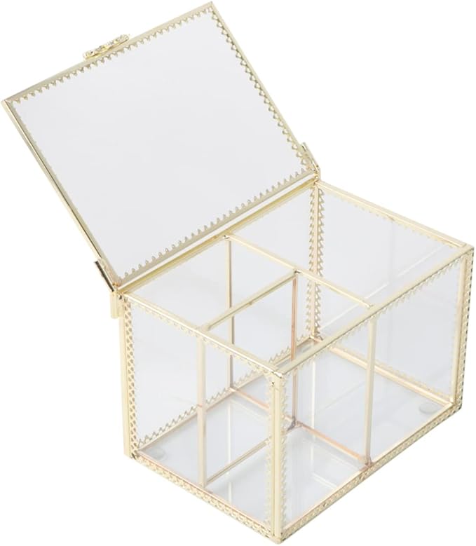 CALLARON Glass Cosmetic Storage Box Makeup Organizer Drawers Desktop Makeup Storage Case