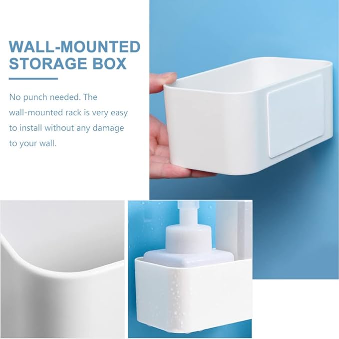 Cabilock 4pcs Floating Shelf Wall Mounted Plastic Storage Organizer Bin, Makeup Organizer Adhesive Bathroom Ledge Shelf for Home Decor, Kitchen, Bathroom, Office, Bedroom, Room