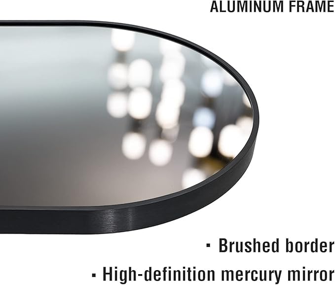 OGCAU Full Length Mirror, 71"x30" Arched-Top Floor Mirror, Wall Mounted Hanging or Leaning, Standing, Full Body with Aluminum Frame for Bedroom Living Room, Black