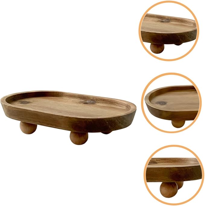 Wooden Oval Tray Jewelry Dish Makeup Organizer Desktop Perfume Holder Decorative Serving Plate for Entryway Key Storage and Aromatherapy Display