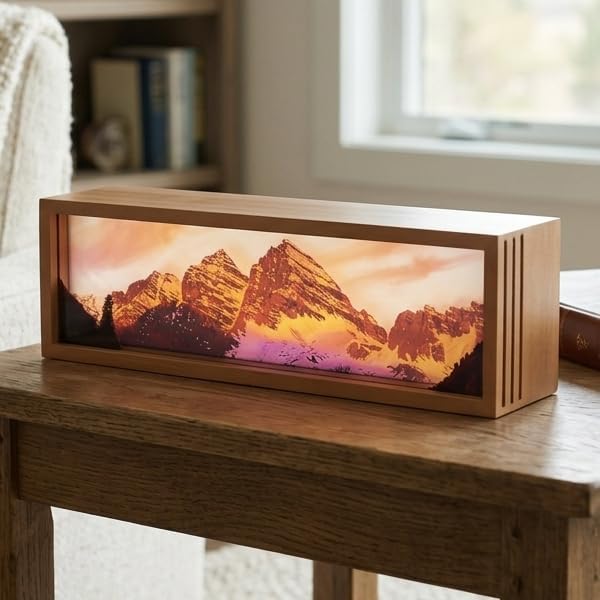 Maroon Bells Mountain Led Light Box 3 Layers of Acrylic Light Box - Handmade Table Lamp for Room Decor - National Park Travel Signs Travel Gift