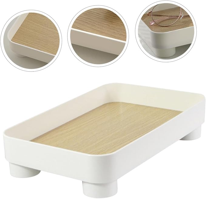 Wooden Storage Tray Makeup Organizer for Vanity Decorative Bathroom Vanity