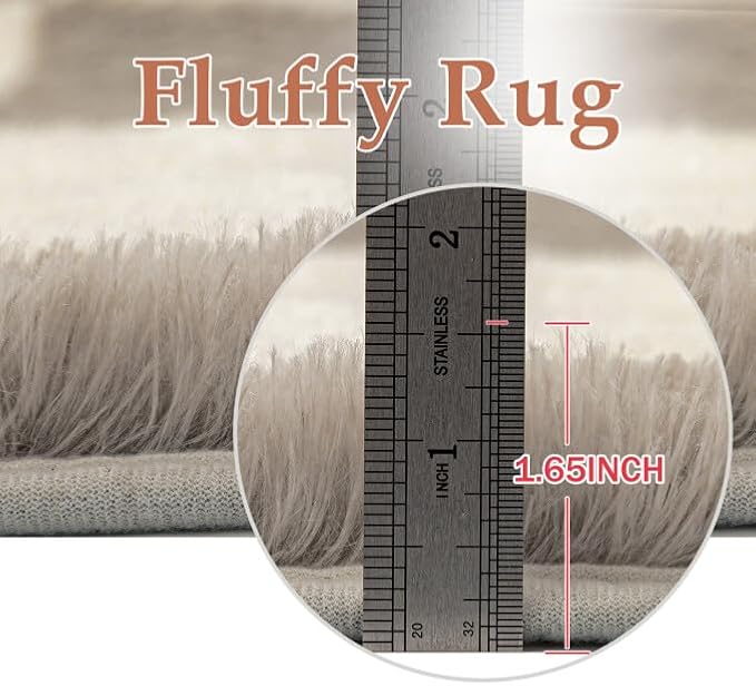 PureCozy Modern Rug 6x9 for Living Room, Grey Shag Rug Washable Non-Slip Large Area Rug Super Soft Indoor Fuzzy Carpet Fluffy Rugs for Bedroom Home Aesthetic Decor