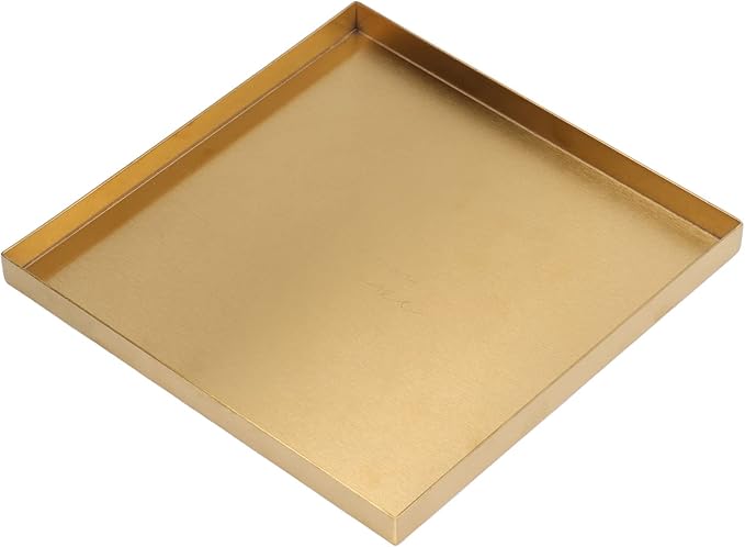 Gold Stainless Steel Decorative Tray Organizer for Bars Restaurants Office, Elegant Jewelry Dish Makeup Organizer for Living Room Bedroom, 8.0x8.0x0.6in