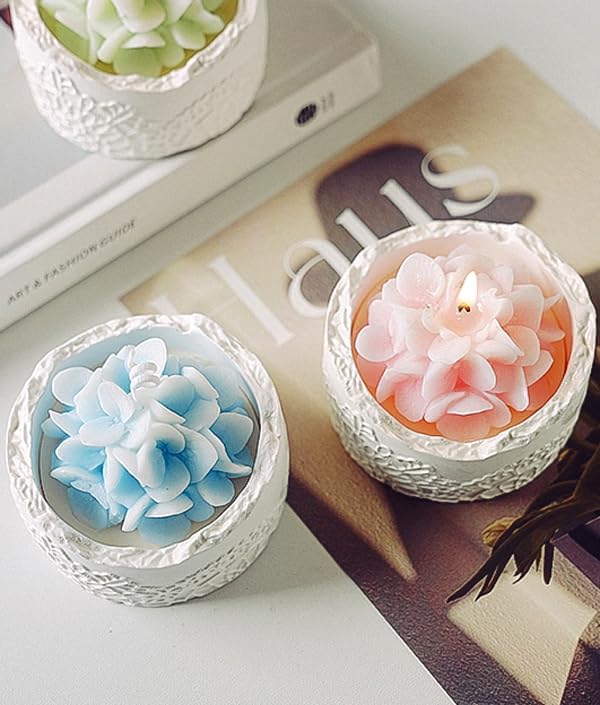 Blue Hydrangea Flower Candle for Mom - Mother's Day & Teacher Gifts for Women Mom Wife, Lace Cup Decorative Scented Candle, Romantic Home Fragrance, Spring Summer Home Decor