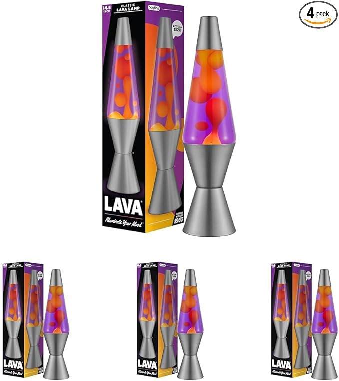 Lava® Lamp - 14.5" Purple Sunset - The Original Motion Light - Yellow Wax and Purple Liquid - Item #2635 (Amazon Exclusive),(Pack of 4)