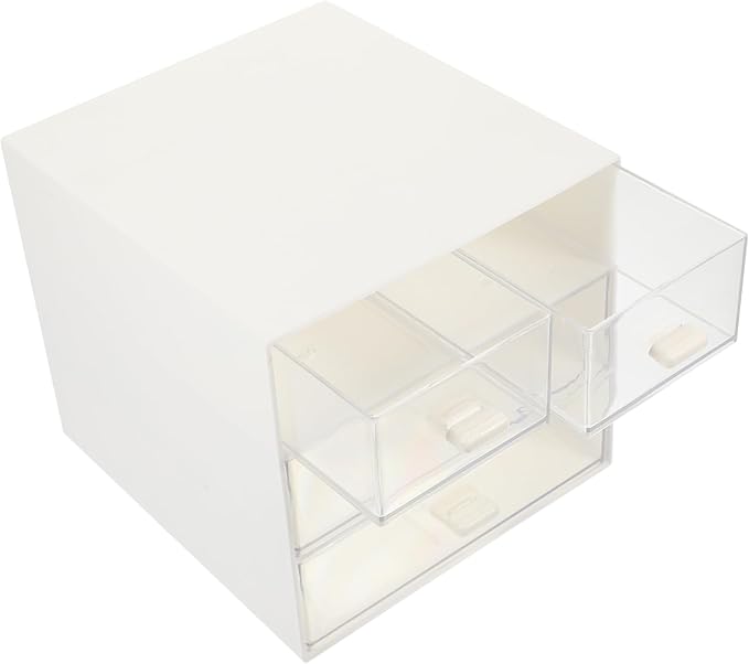 BESTYASH Drawer Style Desktop Storage Box 4-Compartment Versatile Organizer for Office and Home Multi-Purpose Plastic Desk Organizer for Tea Bags and Coffee Capsules