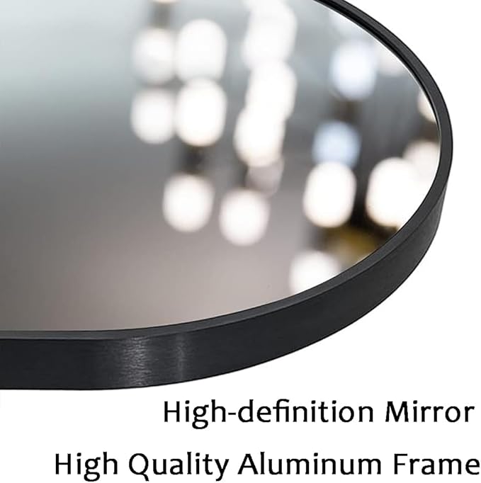 OGCAU Floor Full Length Mirror, 81"x41" Arched-Top Hanging, Leaning or Standing Mirror, Full Body Wall Mounted with Aluminum Frame for Living Room, Bedroom (Black)