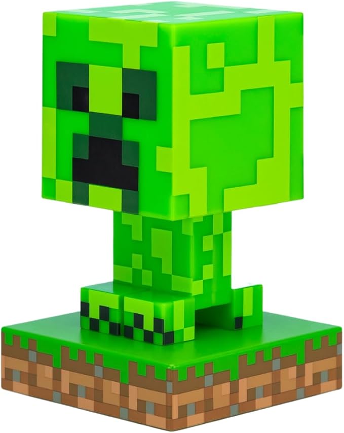Paladone Minecraft Creeper Light, Lamp, & Night Light - 12 cm Tall - Battery Powered - Gaming Room & Bedroom Decor for Minecraft Gamers