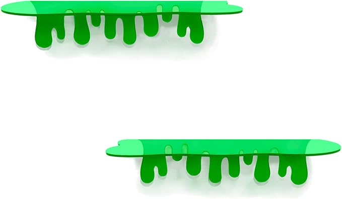 SetGame 2-Pack Acrylic Small Wall Shelves - 12 Inch Floating Shelf for Walls, Home Wall Display Ledges for Storage, Room Décor, Small Album & Items Organizer Display Dripping Wall Decor
