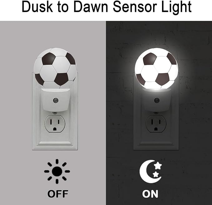 Football Plug in Night Light Auto Light Round Lamps Energy Saving Gift for Women Men Friends