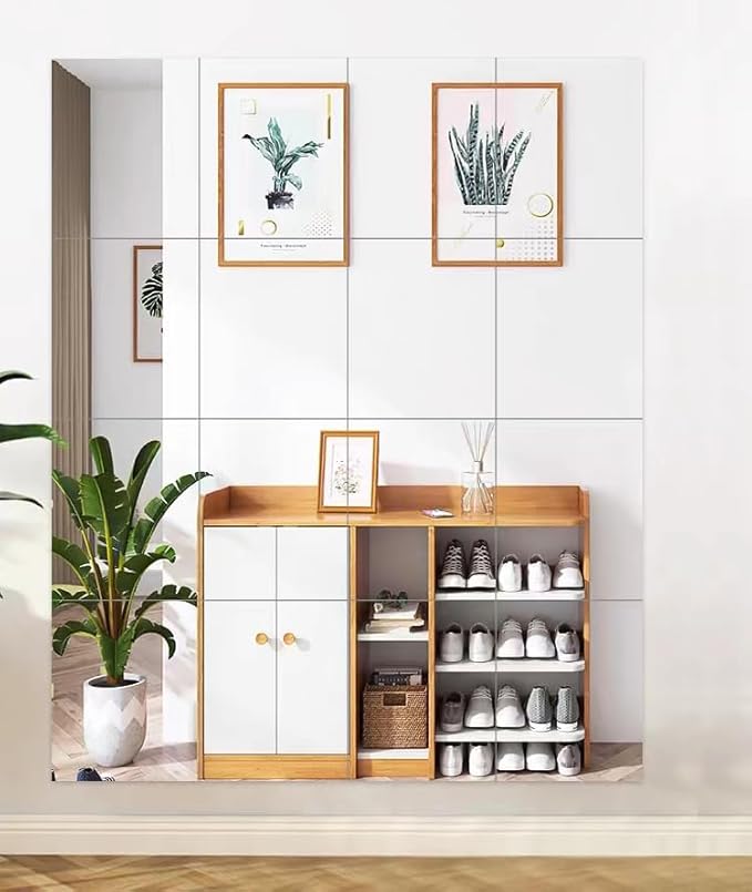 Mirrors Tiles 6 PCS 17.9" L x 12" W Gym Mirrors Wall Mounted Mirror Bendable Acrylic Frameless Full Length Mirror Tiles for Home Gym Bedroom Door & Bathroom