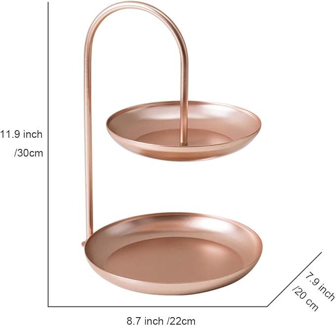Besttimes Two Tiered Jewelry Tray,Cosmetic Storage Organizer,Bathroom Organizer Holder (Rose Gold)