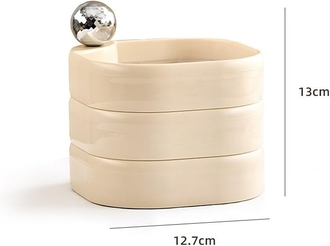 Jewelry Box Jewelry Organizer Multi-Color Metal Handle Jewelry Organizer Multi-Layer Rotatable Jewelry Cosmetic Makeup Organizer Jewelry Organizer (Color : B, Size : 12.7 * 13cm)