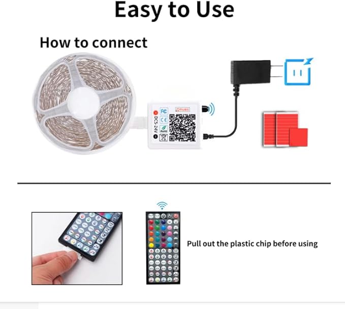 NBBUFF LED Lights for Bedroom 50FT, RGB LED Strip Lights Music Sync, DIY Color Changing LED Light Strip with Remote & App Controll, Led Lights for Room Decor Tape Lights Ambiant Lighting (1 Roll)