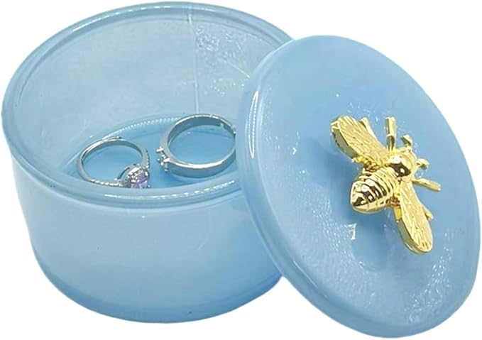 Cute Glass Candy Box - Glass Jar with Lids for Storage Candy Cookie, Vintage Candy Jar Candy Dish for Office Desk Buffet,3.15x3.15x2.28 H IN-GRB019-Blue