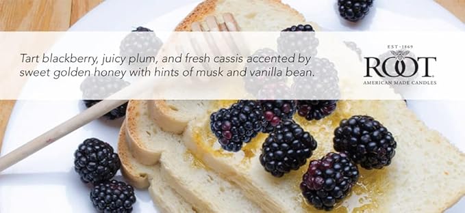 Root Candles Scented Candles Honeycomb Beeswax Blend Premium Handcrafted Candle, Small Veriglass, BlackBerry Honey