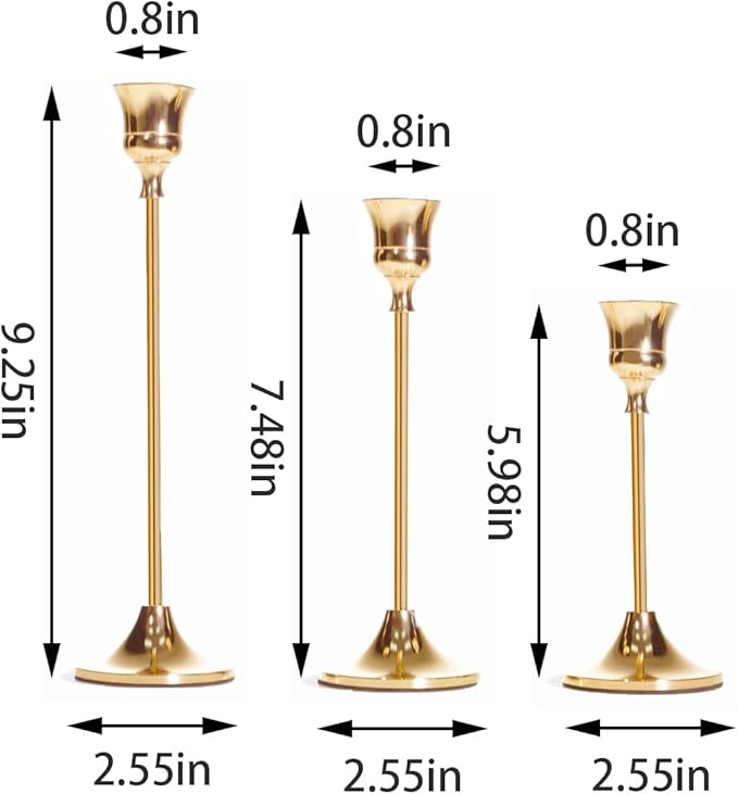 NLBTW French Gold Candlestick Holders Taper Candle Holders, Set of 3 Vintage Candle Sticks Holder Decor Used as Fireplace Mantel or Table Centerpieces for Wedding, Dinning, Party