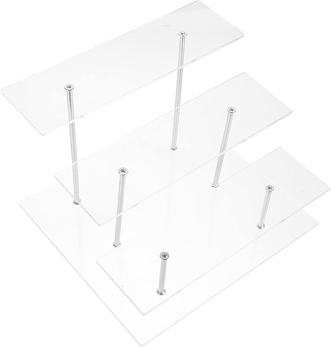 Mobestech Acrylic 3-Tier Perfume Display Rack Makeup Organizer Stand Multi-Level Acrylic Riser for Vanity Crafts and Figurine Showcase