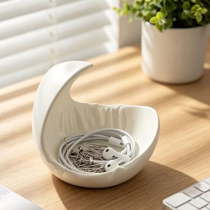 Moon Shaped Vanity Tray, 3D Printed Jewelry Holder & Makeup Organizer with Smooth Finish - Modern Decorative Catchall Tray for Bedside, Bathroom, Minimalist Home Decor & Gift