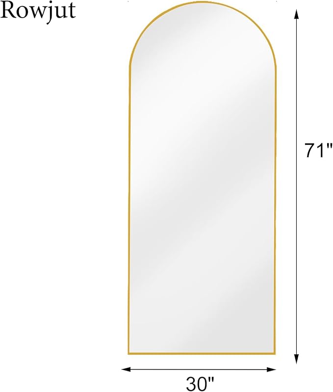 Rowjut Large 71"x30" Arched Full Length Mirror, Gold Mirrors Full Length Floor Mirror Standing for Bedroom, Living Room, Wall Mounted & Full Body Mirror Hanging or Leaning(Gold)