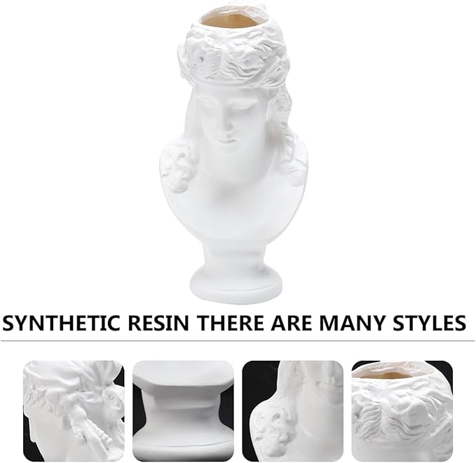 CALLARON White Sculpture Makeup Brush Storage Box Multifunctional Vanity Organizer Container Stylish Home Decor Vase for Bedroom Bathroom Desk