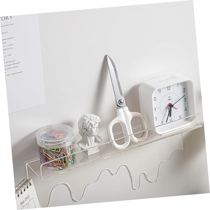 DOITOOL Clear Acrylic Wall Floating Shelf 2-Pack Wall-Mounted Storage Rack for Cosmetics Makeup Brush Organizer Bathroom Kitchen Living Room Display 11.81X5.90X2.55 Inches