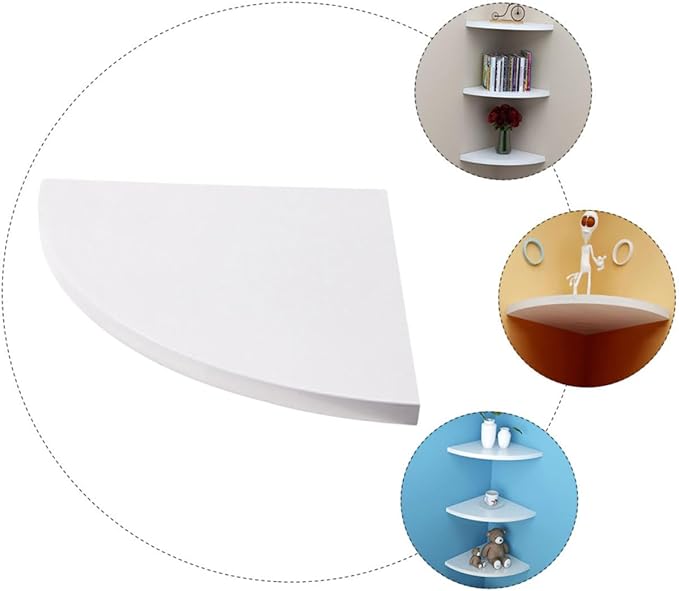 Cabilock White Corner Wall Shelf Stable Triangular Storage Plank for Home Office Bedroom Bathroom Sturdy Lightweight Shelf for Bottles Books Jars Makeup Organizers Space Saving Wall Mounted