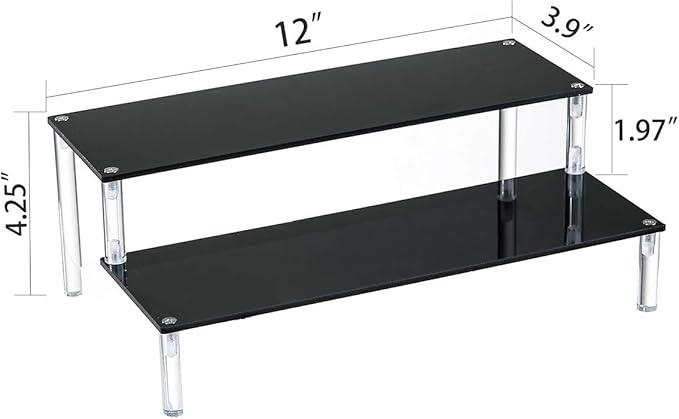 BYCY 2 Pack 2-Tier Black Acrylic Display Stand Display Shelf for Dessert Jewels Figurines, Cupcake Stand - 2 Pack ( 12" * 6.9" * 4.25" )