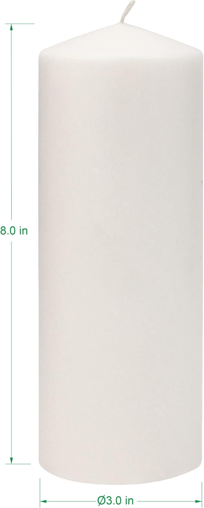 Stonebriar 6 Tall 3 x 8 Inch 80 Hour Long Burning Unscented White Wax Pillar Candles (Pack of 2, 12 Count Total)
