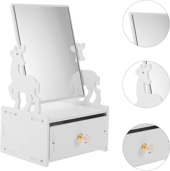 Desk Organizer Mirror Compact Makeup Storage Box for Cosmetics Skincare and Jewelry Stylish Drawer Design for Vanity and Nightstand and Material