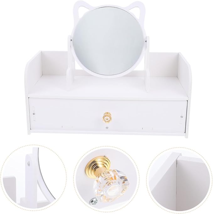 Cosmetic Organizer Countertop Makeup Storage Organizer Elegant Makeup Mirror