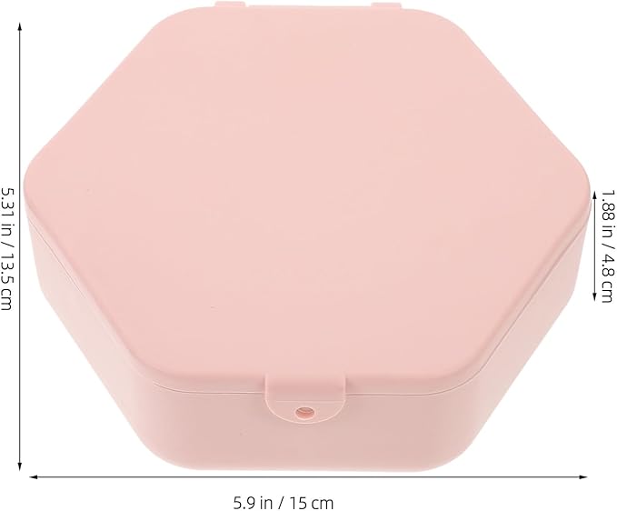 DOITOOL Hexagonal Jewelry Box with Mirror, Pink Portable Makeup Organizer and Necklace Case for Travel, Bracelet Storage and Earring Holder