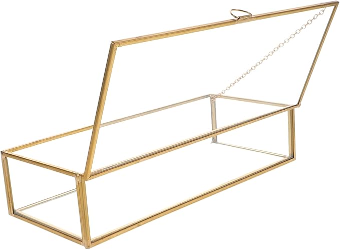 Glass Vintage Jewelry Box Rectangle Trinket Holder Makeup Storage Decorative Organizer