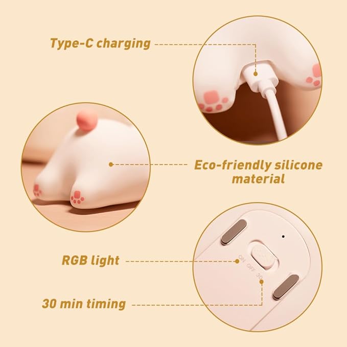 IFTHFOUR Bunny Night Light - 16 Color Kawaii Silicone Lamp, Rechargeable Dimmable Nursery Light, Soft Touch Rabbit Nightlight for Toddler Room, Baby Bedside Lamp for Girls and Boys