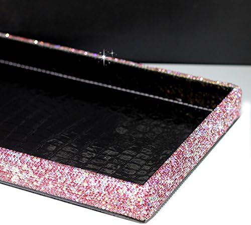 BestblingBling Classic Bling Rhinestone Jewelry or Makeup Storage Box Organizer Display Storage case for Desk or Table (Pink)