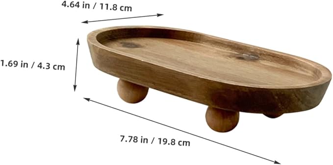 Wooden Serving Tray Makeup Organizer Cosmetics Storage Plate Aromatherapy Display Tray Jewelry Dish for Entryway and Desk Décor