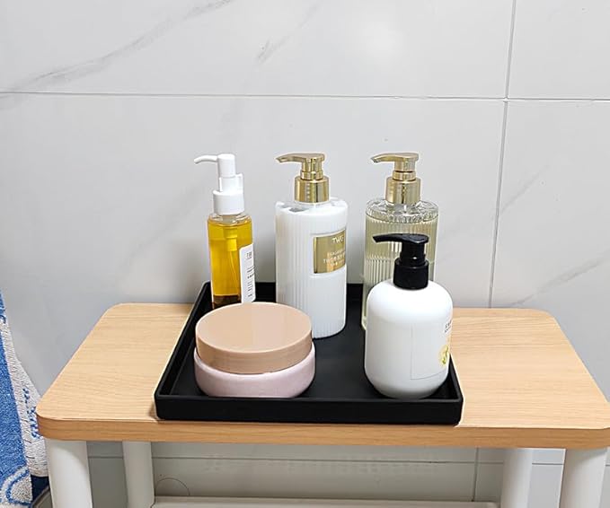 Small Square Tray (9 inch) 3 Pack, Durable Black Tray for Desserts & Organization, Lightweight for Coffee, Drinks, Party, Seasoning, Perfume and Display.