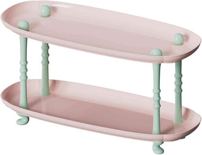 Desktop Organizer Countertop Storage Rack Vanity Tray Makeup Organizer for Countertop Red(Pink)