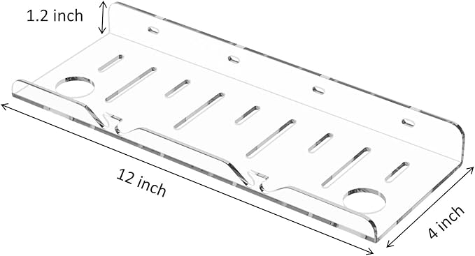 Acrylic Bathroom Shelves, 2 Pack, 12 inch, Adhesive Shower Shelves, Clear Wall Shelf, Rental Friendly,No Drill, Shower Caddy for Perfume, Cosmetics, Skincare