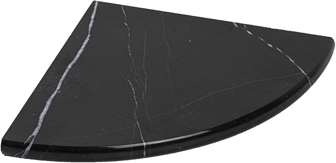 Black Marble Corner Shower Shelf, 9 Inch Carrara White Marble Corner Shelf for Bathroom Shower Decor, Wall Mounted, Polished, 1 Pcs