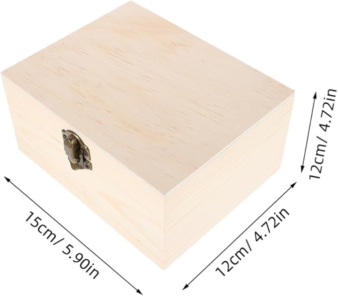 NUOBESTY Wooden Decorative Box Vintage Pine Jewelry Storage Case Mirror Makeup Organizer