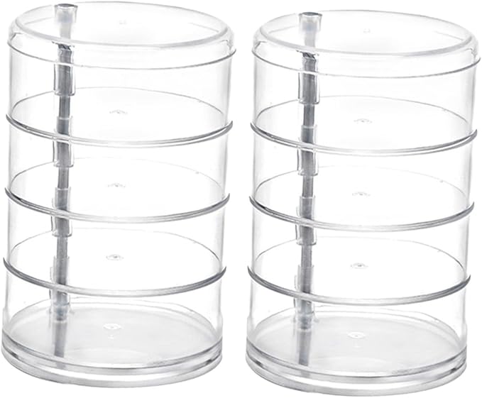 2pcs Plastic Jewelry Storage Box Four-layer Circular Organizer for Makeup Accessories and Items for Desktop Use