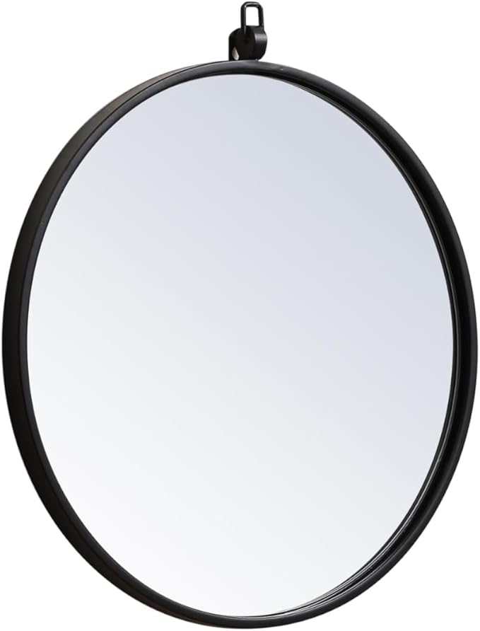 Focus 18x18 Round Wall Mirror, for Bathroom Bedroom Entryway, Black