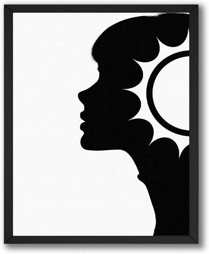 InkFlow Posters Abstract Face Silhouette Poster - Minimal Black Profile Illustration - Modern Feminine Art Design - Home Wall Decor Accent - Contemporary Style Print - 8x10 Unframed Canvas Print