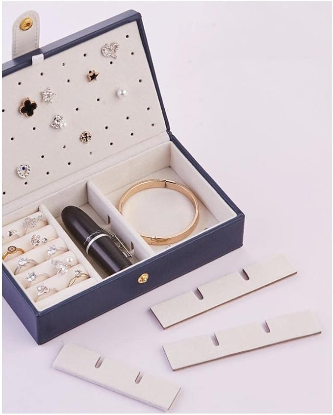 Pu Earring Jewelry Box Double Layer Storage Organizer Large Capacity Travel Small Ring Multifunctional Makeup Organizer Lipstick
