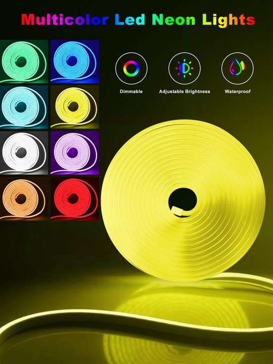Ledagic 65.6ft RGB LED Neon Rope Lights with App, Remote Control, IP65 Waterproof Neon Light Strip Outdoor Indoor, DIY Design Flexible Led Strip Lights for Bedroom Essentials, Gaming Accessories
